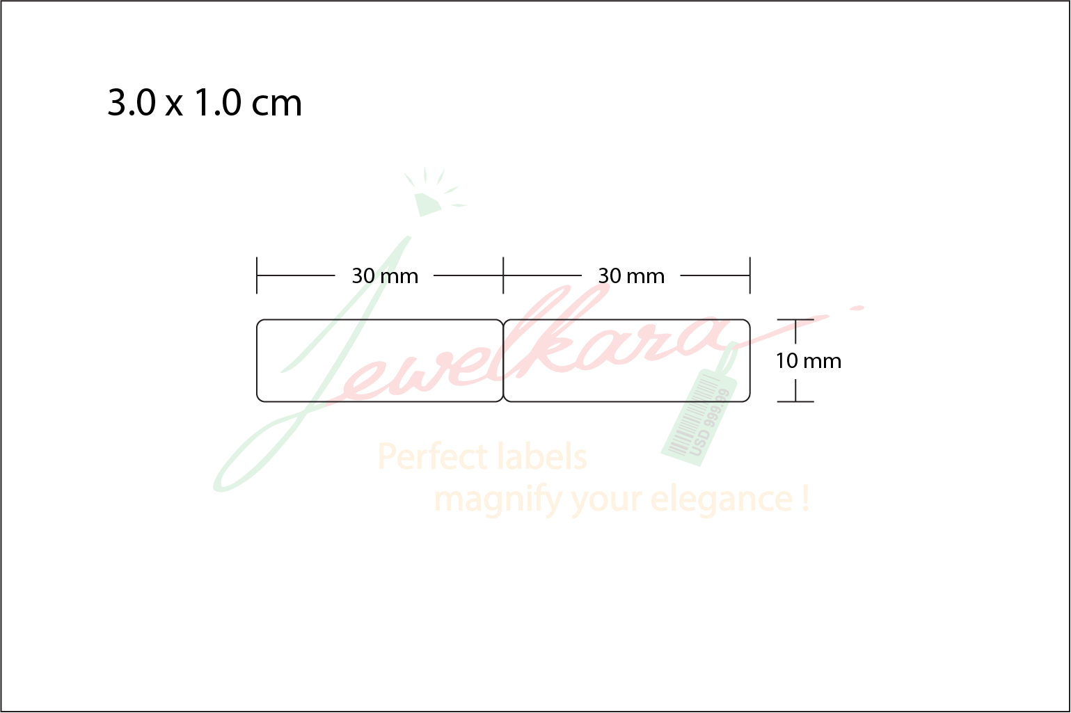 PP Gloss White Packaging Label 3.0 x 1.0 cm<br>สติ๊กเกอร์ติดกล่องติดถุงพีพีขาวเงา/พีพีขาวมัน<br>ไดคัทมุมมน ขนาด 3.0 x 1.0 ซม. - Image 2