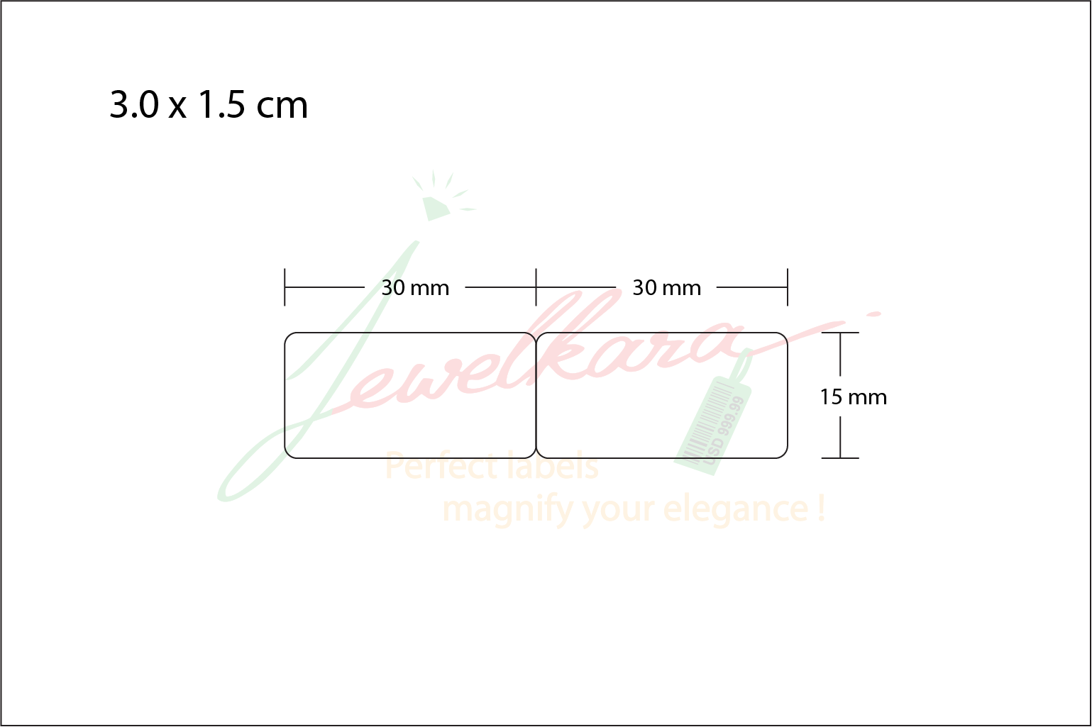 PP Gloss White Packaging Label 3.0 x 1.5 cm<br>สติ๊กเกอร์ติดกล่องติดถุงพีพีขาวเงา/พีพีขาวมัน ไดคัทมุมมน 3.0 x 1.5 cm - Image 2