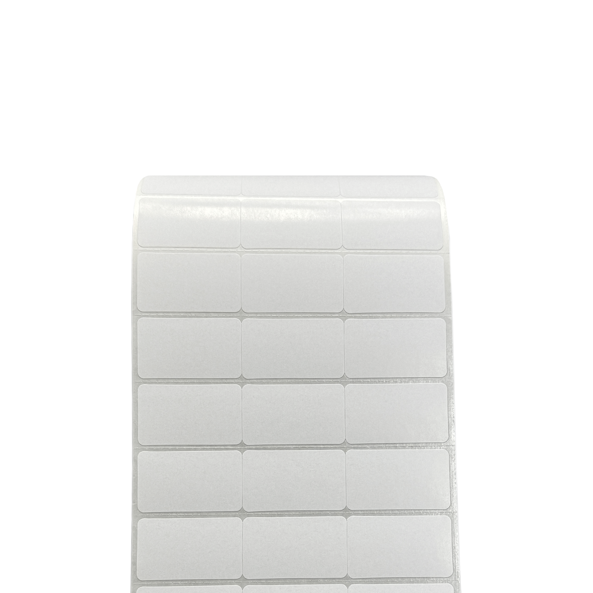 Semi Gloss White Packaging Label 3.4 x 2.0 cm<br>สติ๊กเกอร์ติดกล่องติดถุงกึ่งมันกึ่งด้าน<br>ไดคัทมุมมน ขนาด 3.4 x 2.0 ซม.
