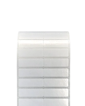 PP Gloss White Packaging Label 3.0 x 1.0 cm<br>สติ๊กเกอร์ติดกล่องติดถุงพีพีขาวเงา/พีพีขาวมัน<br>ไดคัทมุมมน ขนาด 3.0 x 1.0 ซม.