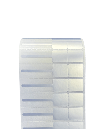 Polyester Silver Matte Jewelry Label 6.4 x 1.3 cm<br>สติ๊กเกอร์จิวเวลรี่เนื้อโพลีเอสเตอร์เงินด้าน<br>ไดคัทหางหนู ขนาด 6.4 x 1.3 ซม.