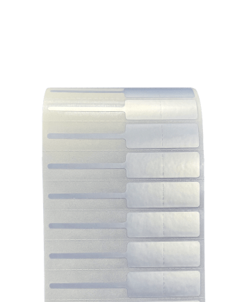 Polyester Silver Matte Jewelry Label 6.6 x 1.1 cm<br>สติ๊กเกอร์จิวเวลรี่เนื้อโพลีเอสเตอร์เงินด้าน<br>ไดคัทหางหนู ขนาด 6.6 x 1.1 ซม.