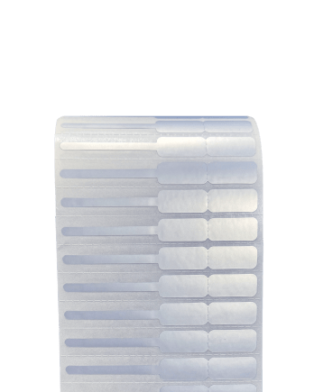 Polyester Silver Matte Jewelry Label 6.9 x 0.8 cm<br>สติ๊กเกอร์จิวเวลรี่เนื้อโพลีเอสเตอร์เงินด้าน<br>ไดคัทหางหนู ขนาด 6.9 x 0.8 ซม.