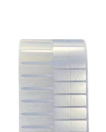 Polyester Silver Matte Jewelry Label 6.95 x 1.15 cm<br>สติ๊กเกอร์จิวเวลรี่เนื้อโพลีเอสเตอร์เงินด้าน<br>ไดคัทหางหนู ขนาด 6.95 x 1.15 ซม.