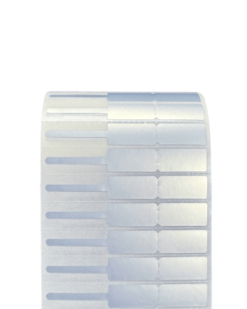 Polyester Silver Matte Jewelry Label 7.15 x 1.0 cm<br>สติ๊กเกอร์จิวเวลรี่เนื้อโพลีเอสเตอร์เงินด้าน<br>ไดคัทหางหนู ขนาด 7.15 x 1.0 ซม.