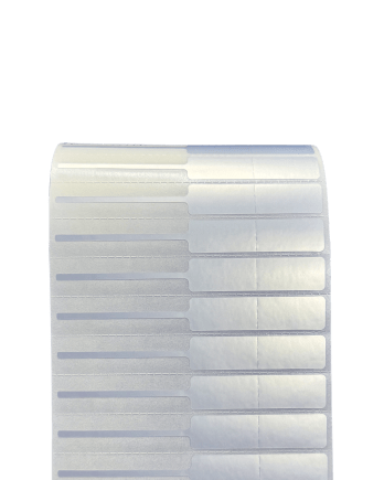 Polyester Silver Matte Jewelry Label 8.9 x 1.1 cm<br>สติ๊กเกอร์จิวเวลรี่เนื้อโพลีเอสเตอร์เงินด้าน<br>ไดคัทหางหนู ขนาด 8.9 x 1.1 ซม.