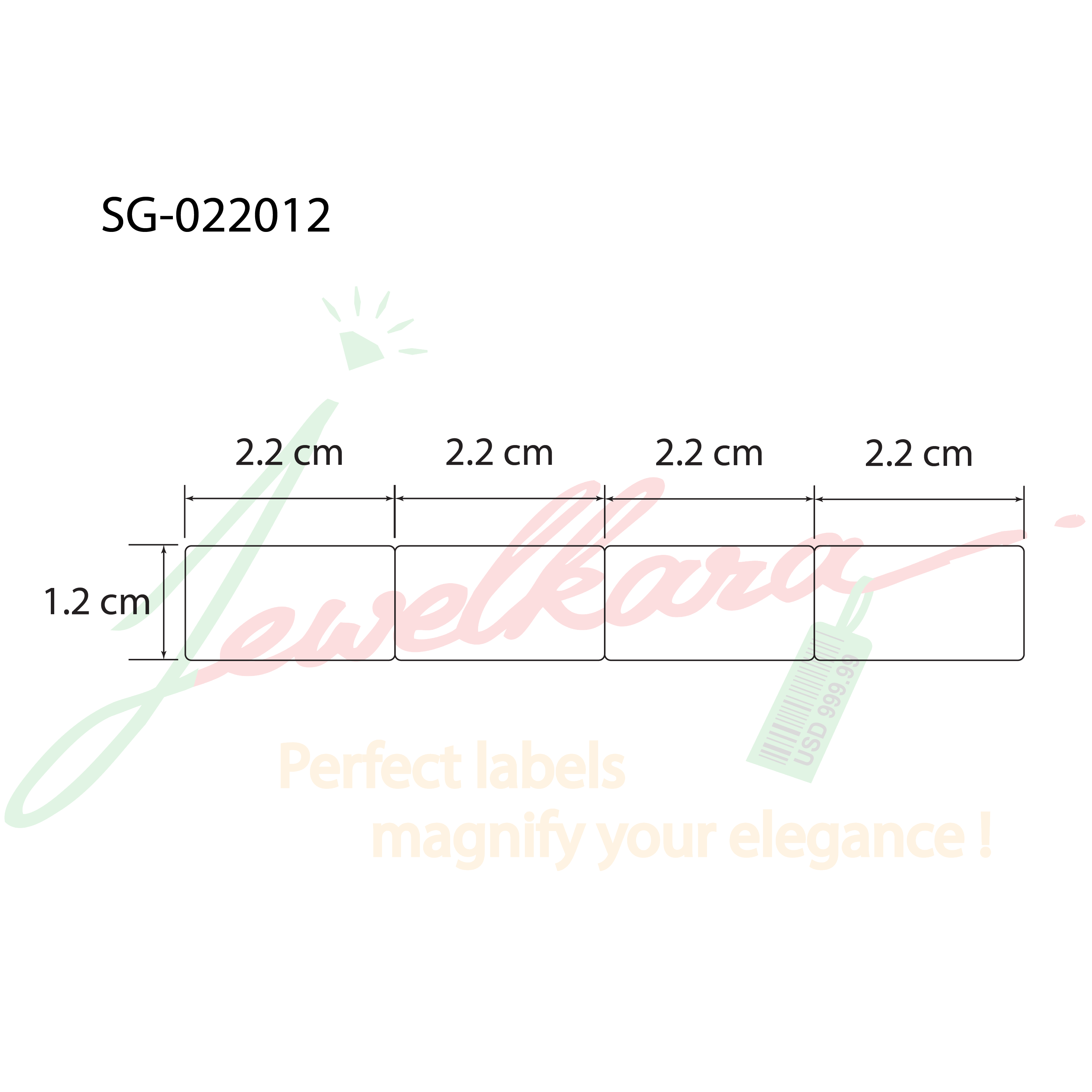 Semi Gloss White Packaging Label 2.2 x 1.2 cm<br>สติ๊กเกอร์ติดกล่องติดถุงกึ่งมันกึ่งด้าน<br>ไดคัทมุมมน ขนาด 2.2 x 1.2 ซม. - Image 2