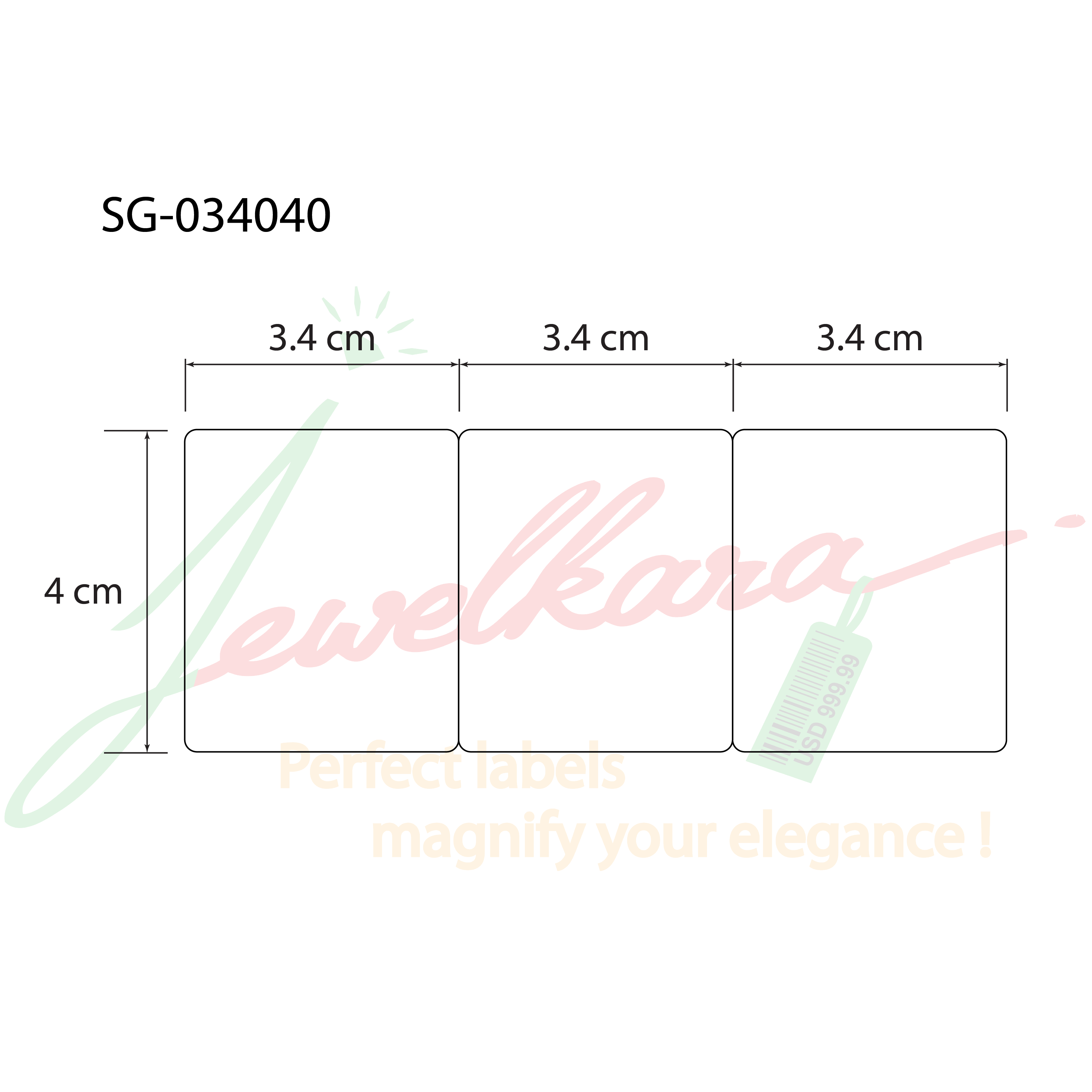 Semi Gloss White Packaging Label 3.4 x 4.0 cm<br>สติ๊กเกอร์ติดกล่องติดถุงกึ่งมันกึ่งด้าน<br>ไดคัทมุมมน ขนาด 3.4 x 4.0 ซม. - Image 2