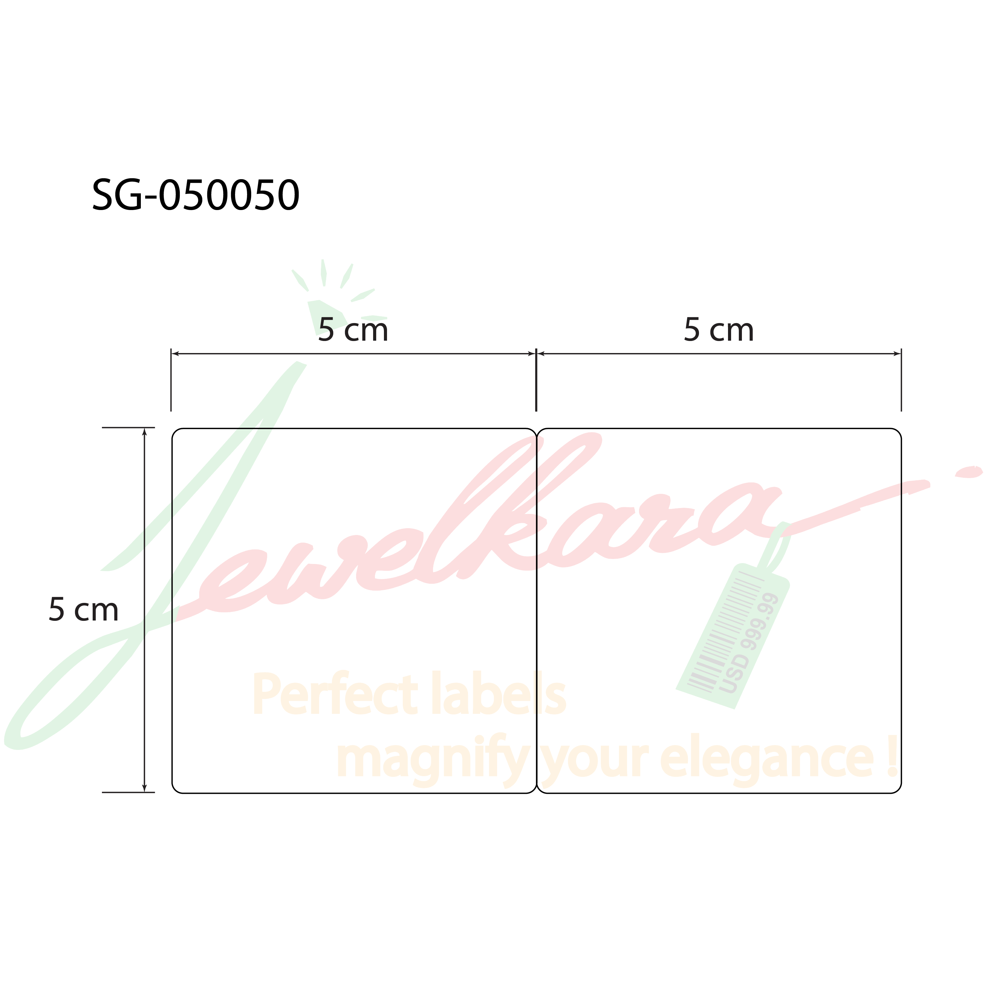 Semi Gloss White Packaging Label 5.0 x 5.0 cm<br>สติ๊กเกอร์ติดกล่องติดถุงกึ่งมันกึ่งด้าน<br>ไดคัทมุมมน ขนาด 5.0 x 5.0 ซม. - Image 2