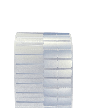 Polyester Silver Matte Jewelry Label 7.0 x 1.0 cm<br>สติ๊กเกอร์จิวเวลรี่เนื้อโพลีเอสเตอร์เงินด้าน<br>ไดคัทหางหนู ขนาด 7.0 x 1.0 ซม.