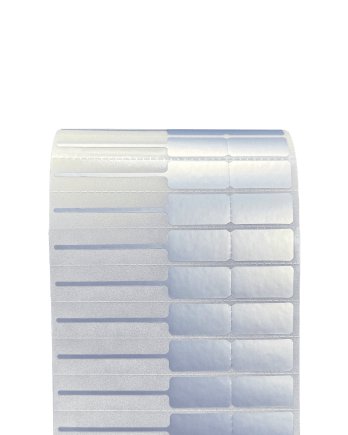 Polyester Silver Matte Jewelry Label 8.4 x 1.1 cm<br>สติ๊กเกอร์จิวเวลรี่เนื้อโพลีเอสเตอร์เงินด้าน<br>ไดคัทหางหนู ขนาด 8.4 x 1.1 ซม.