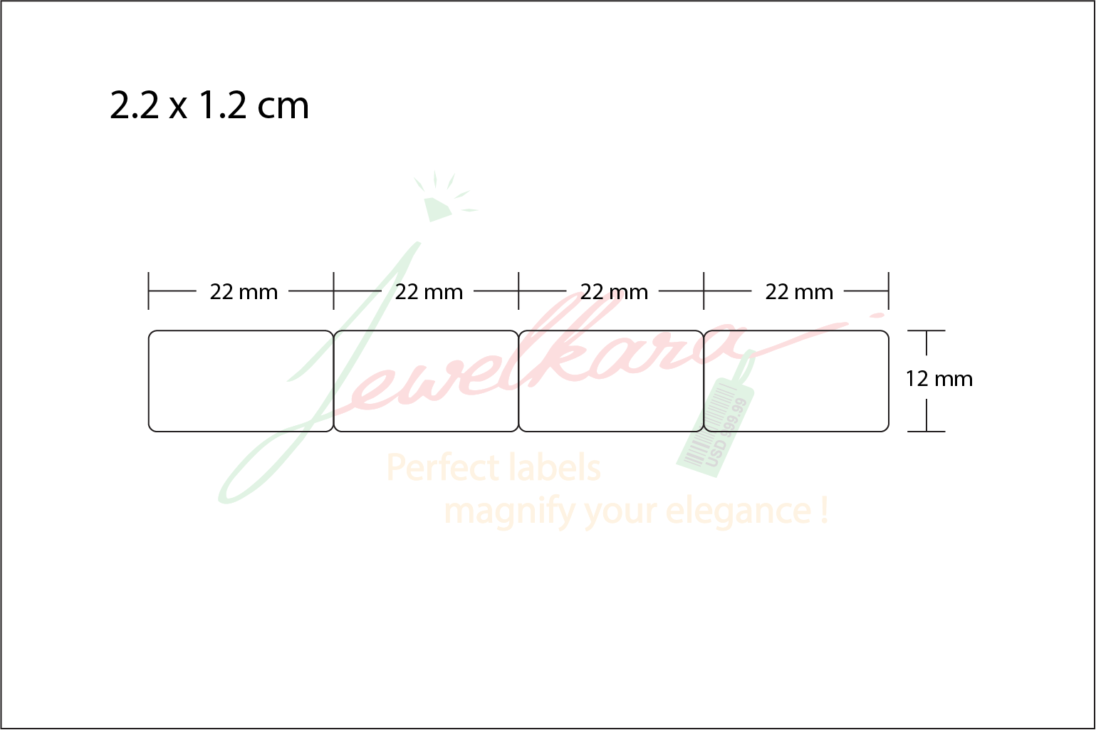 PP Gloss White Packaging Label 2.2 x 1.2 cm<br>สติ๊กเกอร์ติดกล่องติดถุงพีพีขาวเงา/พีพีขาวมัน<br>ไดคัทมุมมน ขนาด 2.2 x 1.2 ซม. - Image 2
