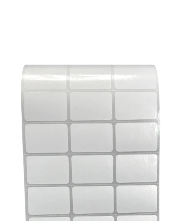 PP Gloss White Packaging Label 3.0 x 2.0 cm<br>สติ๊กเกอร์ติดกล่องติดถุงพีพีขาวเงา/พีพีขาวมัน<br>ไดคัทมุมมน ขนาด 3.0 x 2.0 ซม.