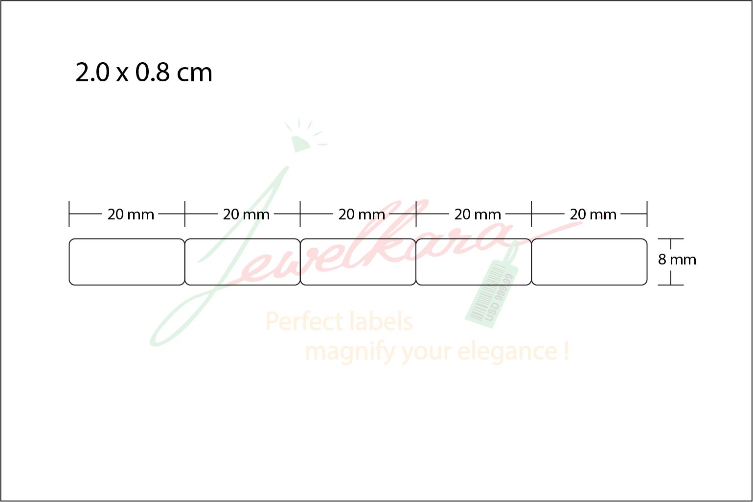 PP Gloss White Packaging Label 2.0 x 0.8 cm<br>สติ๊กเกอร์ติดกล่องติดถุงพีพีขาวเงา/พีพีขาวมัน<br>ไดคัทมุมมน ขนาด 2.0 x 0.8 ซม. - Image 2
