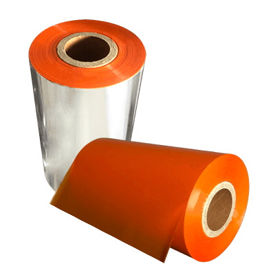 Wax Resin Orange Color<br>ริบบ้อนแว็กซ์เรซิ่น สีส้ม 110 mm x 300 M