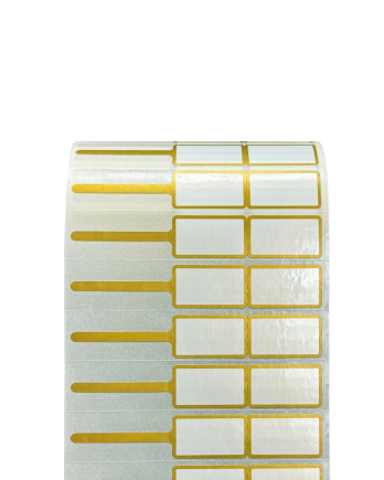 PP Gloss White Rattail Jewelry Label with Gold Color Rim Size 7.5 x 1.3 cm