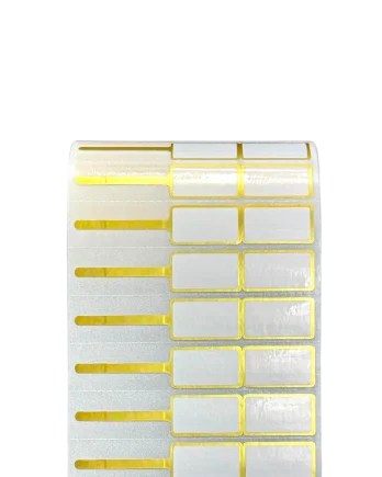 PP Gloss White Jewelry Label with KGold Rim 7.5 x 1.3 cm