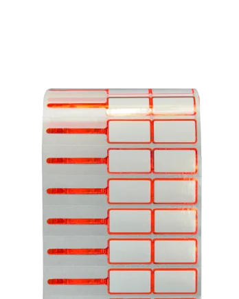 PP Gloss White Jewelry Label with KRed Rim 7.5 x 1.3 cm