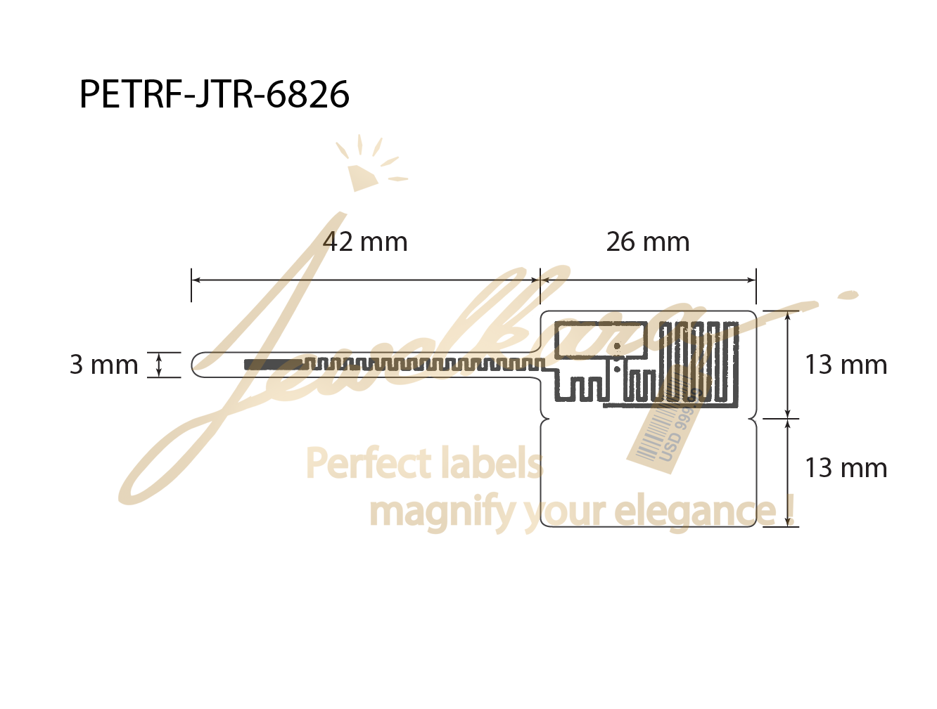 PET Gloss RFID Jewelry Label 6.8 x 2.6 cm สติ๊กเกอร์จิวเวลรี่ RFID เนื้อ PETขาวเงา/PETขาวมัน ขนาด 6.8 x 2.6 ซม.