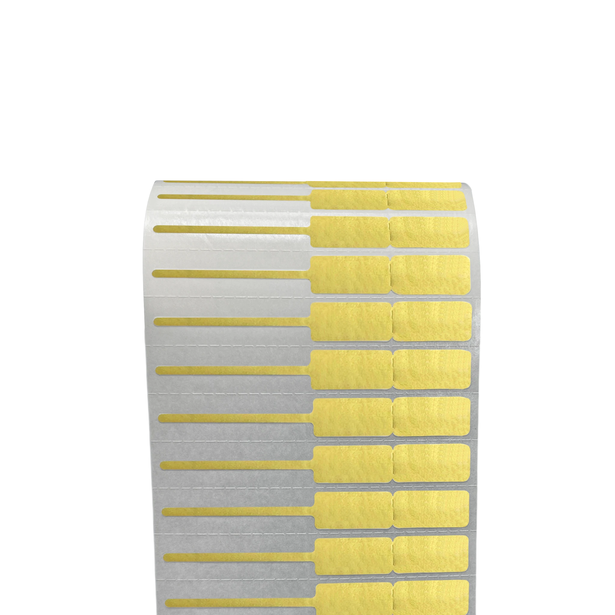 PP Gold Matte Jewelry Label 7.0 x 0.85 cm<br>สติ๊กเกอร์จิวเวลรี่เนื้อพีพีทองด้าน<br>ไดคัทหางหนู ขนาด 7.0 x 0.85 ซม.